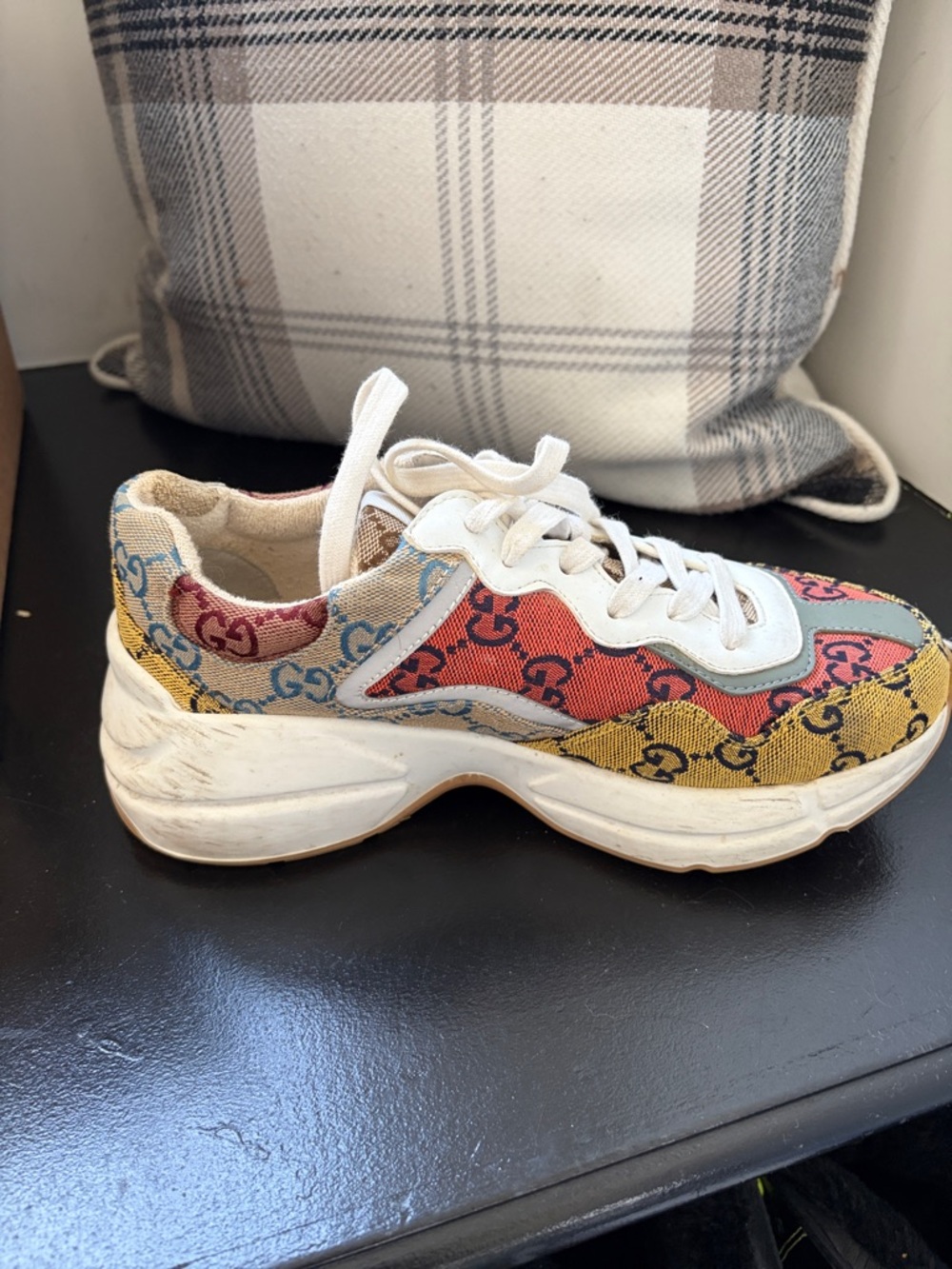 Gucci Multicolor Red Yellow Blue GG Canvas Sneakers - Picture 2 of 2